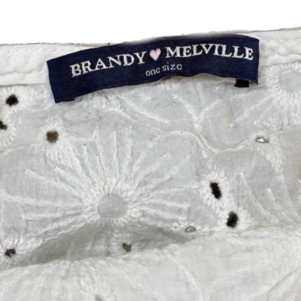 Brandy Melville Laguna Eyelet Halter Top White Open Back Tie Cotton OS - Picture 5 of 6